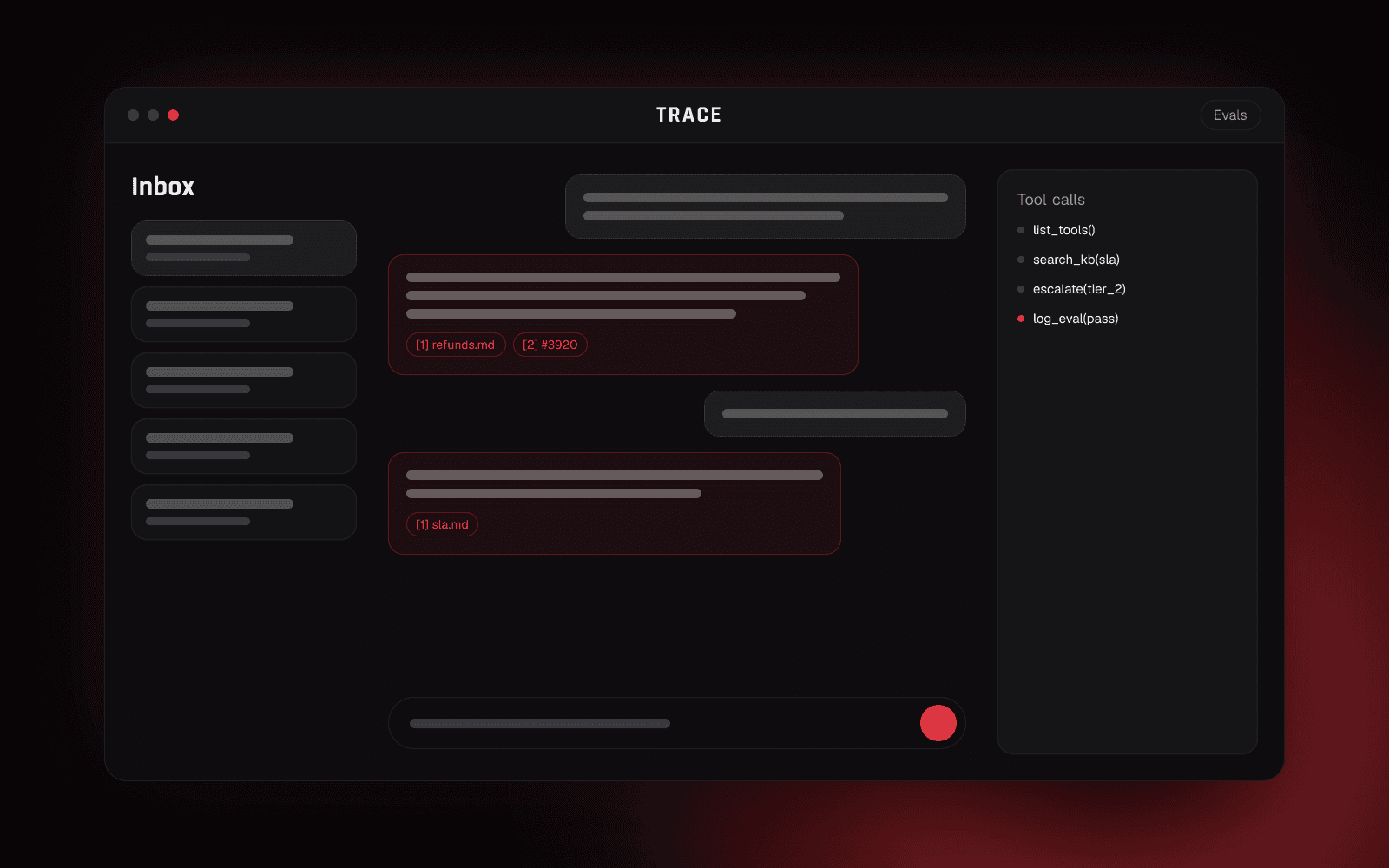 Agent tool-call trace view